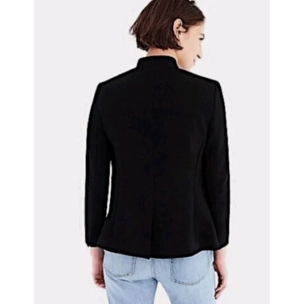 J CREW Broadway Collarless Tailored Blazer Jacket Office Corpcore Black Sz 00 - Picture 2 of 9